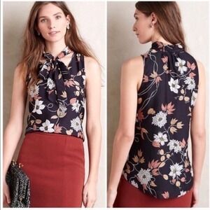 Maeve Floral Sleeveless Blouse - Black and White